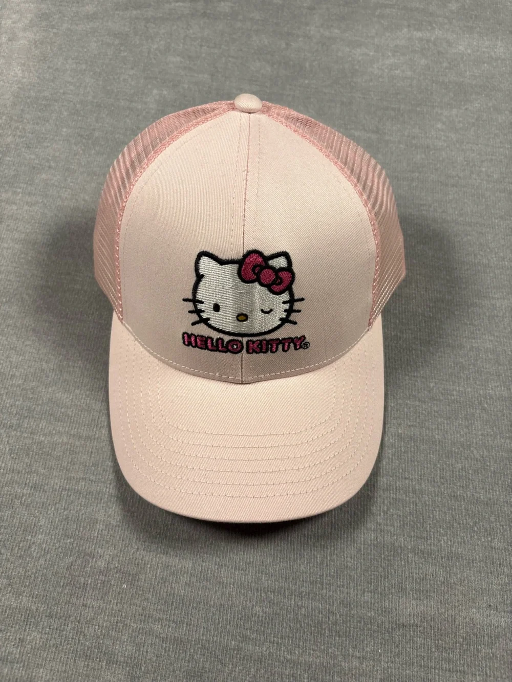 Hello Kitty Pink Mesh Trucker Cap with Embroidered Face